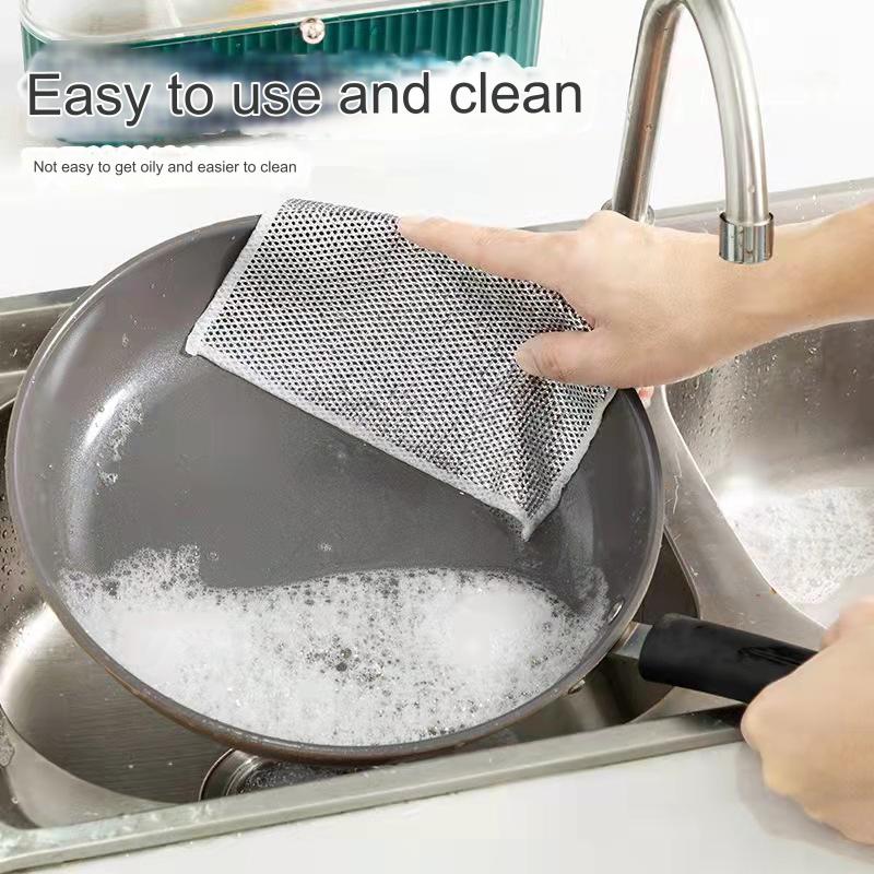 Wire dishcloth kitchen cleaning cloth non-stick oil dish towel ...