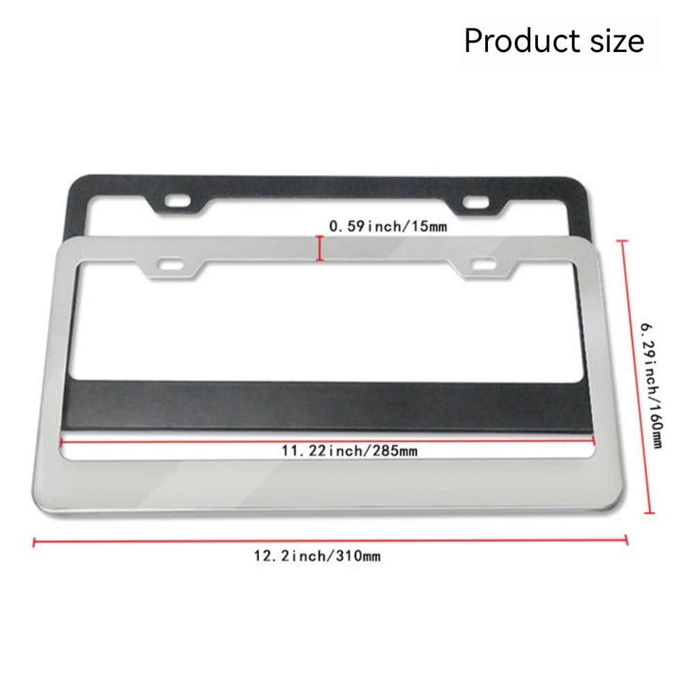 2pcs Car Number Plate License Frame Cover Stainless Steel Car Plate ...