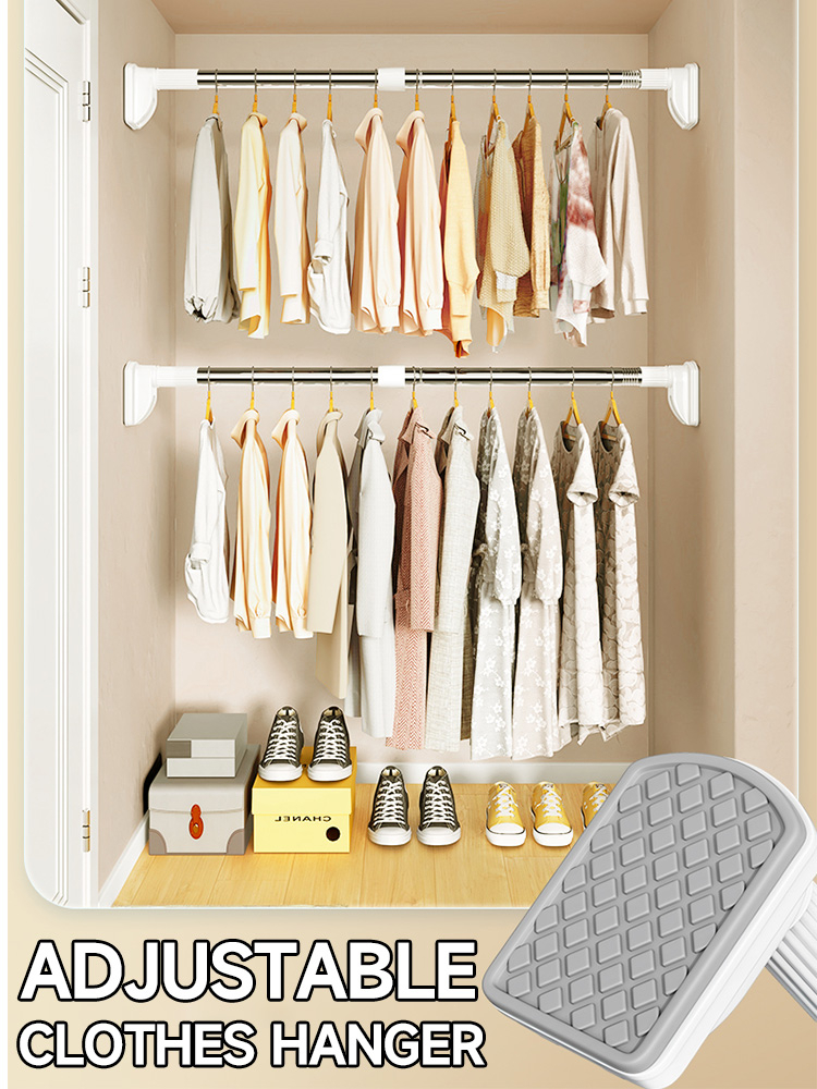 Punch-free Clothes Rod Adjustable Curtain Rod Clothes Rail Towel ...