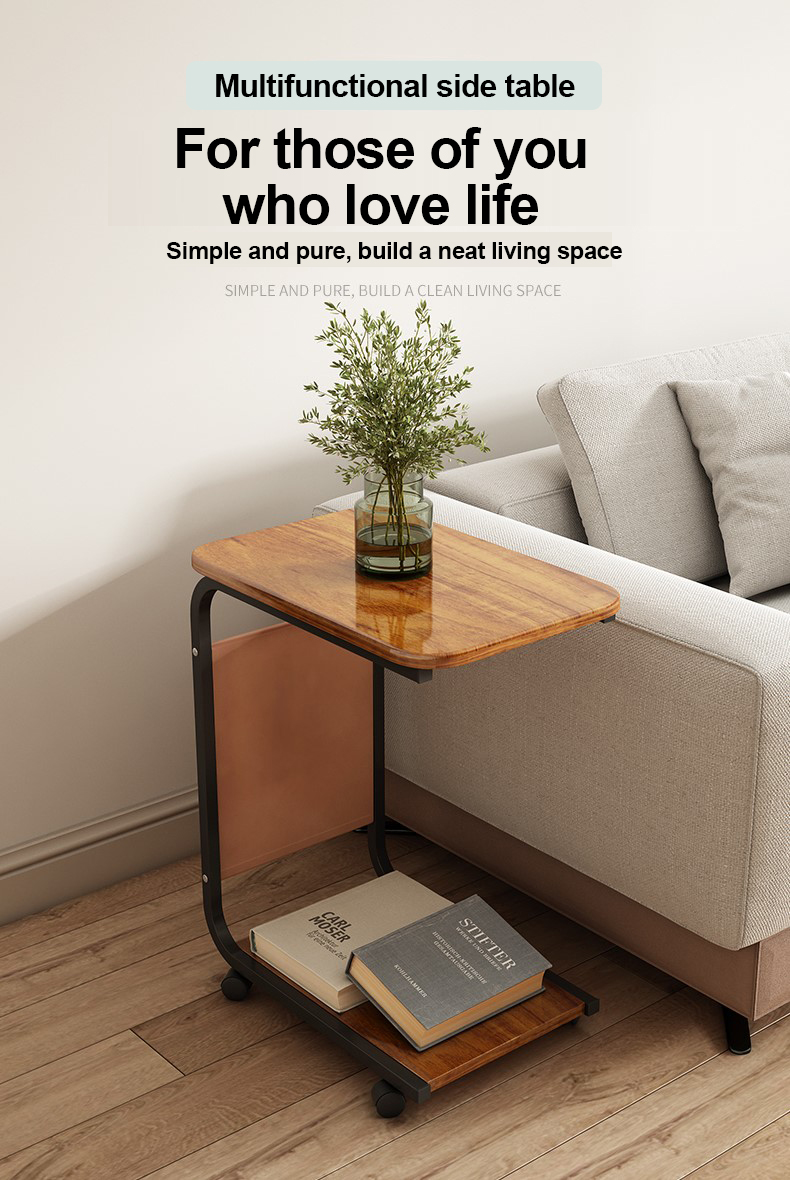 MC&HOME Bedside Table Movable Convenient Side Table Bedroom Small