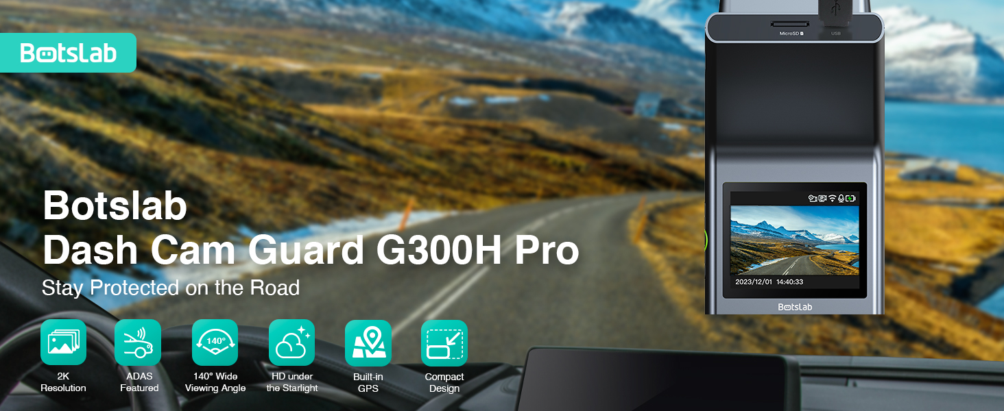 360 Botslab G300H Dash Cam, 1296P FHD Car DashCam, 160° Wide Angle Car ...