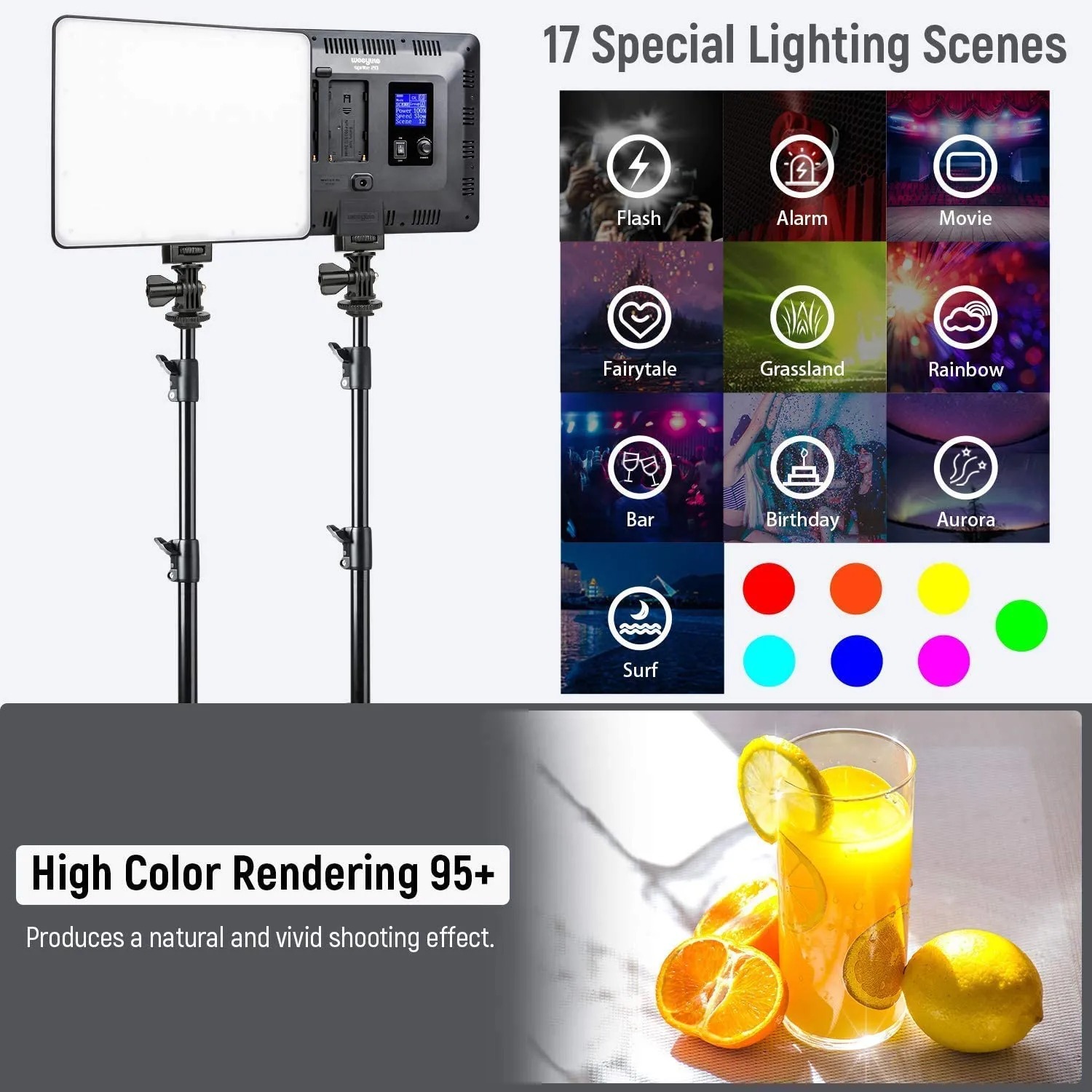Viltrox Weeylite Sprite 20 RGB 30W 2pcs LED Panel Light Kit w/ 360 ...