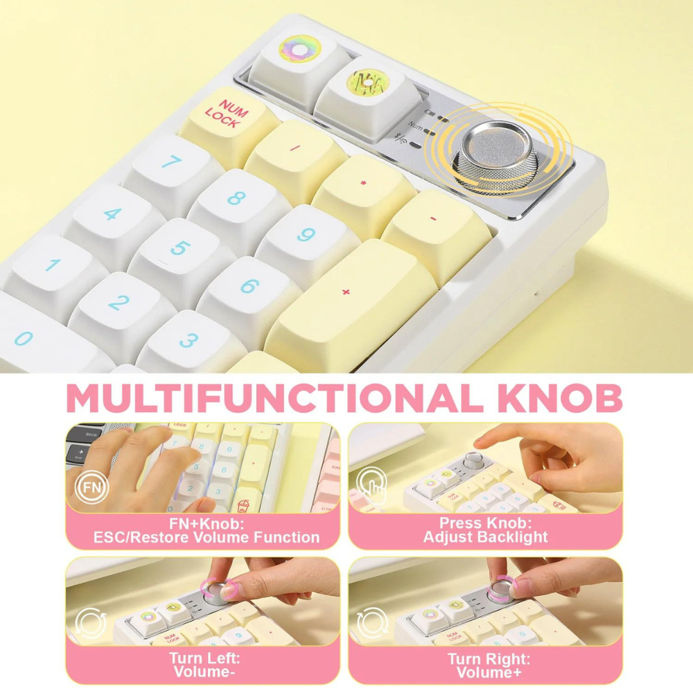 YUNZII YZ19 Gasket Wireless Mechanical Knob RGB Numeric Keypad Num Pad ...