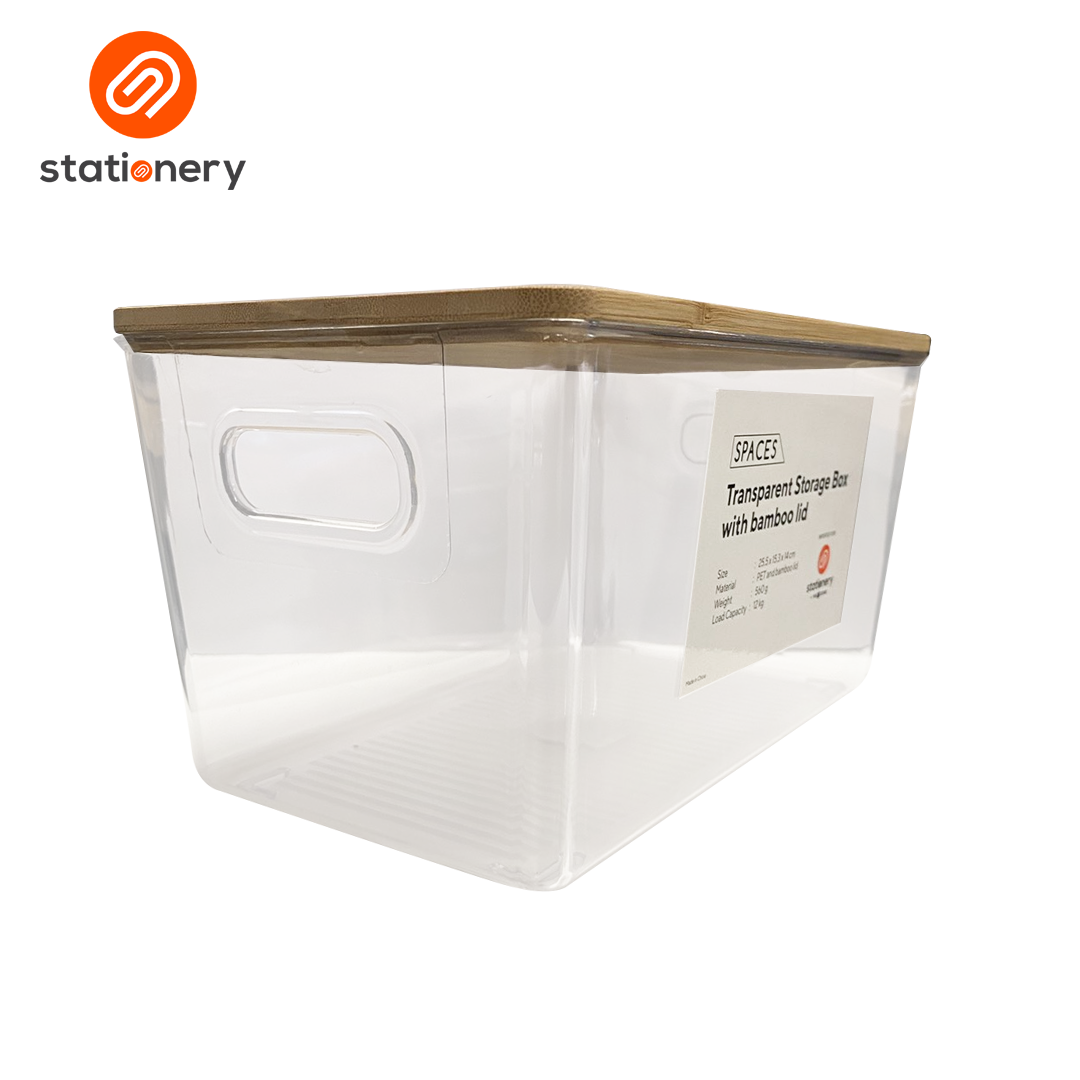 Spaces Transparent Storage Box with Wooden Lid | Shopee Philippines