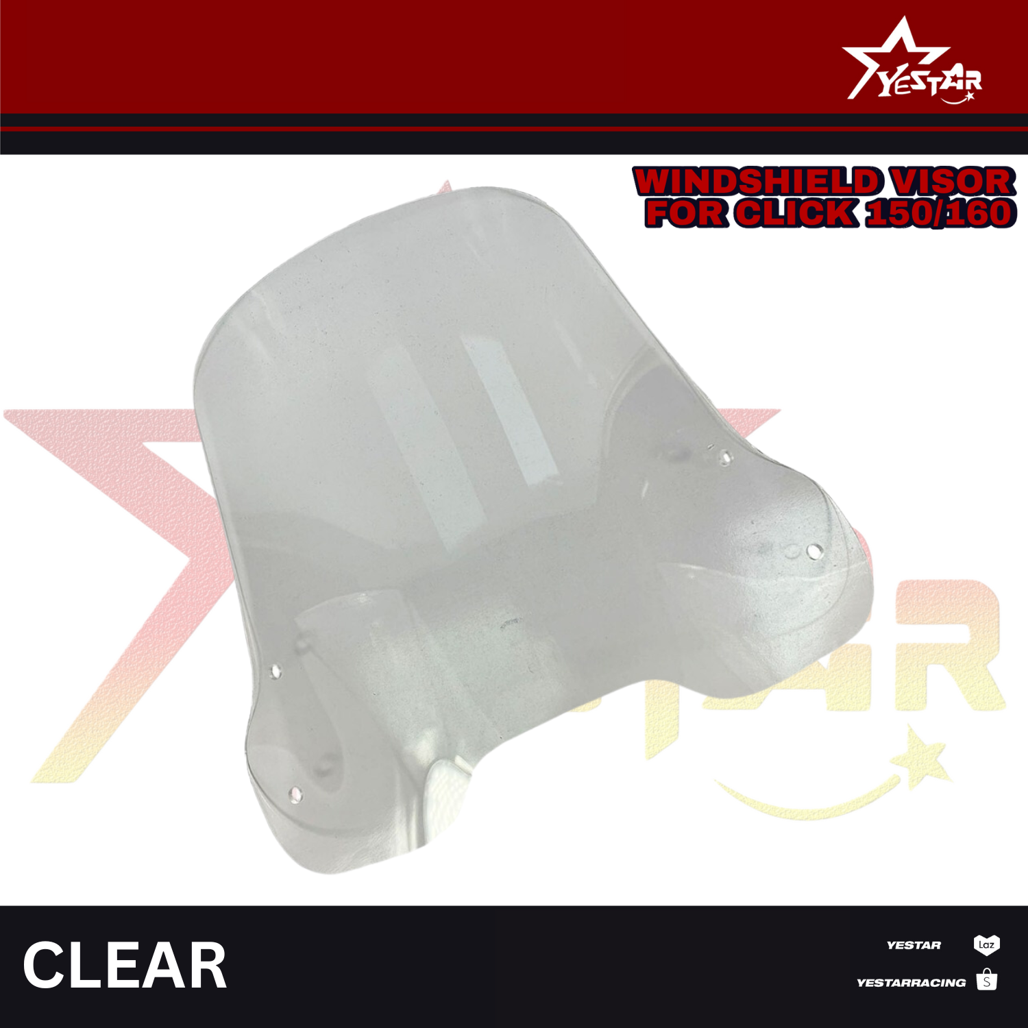 Yestar Racing Windshield Visor + Bracket + Bolts for Honda Click 150/ ...