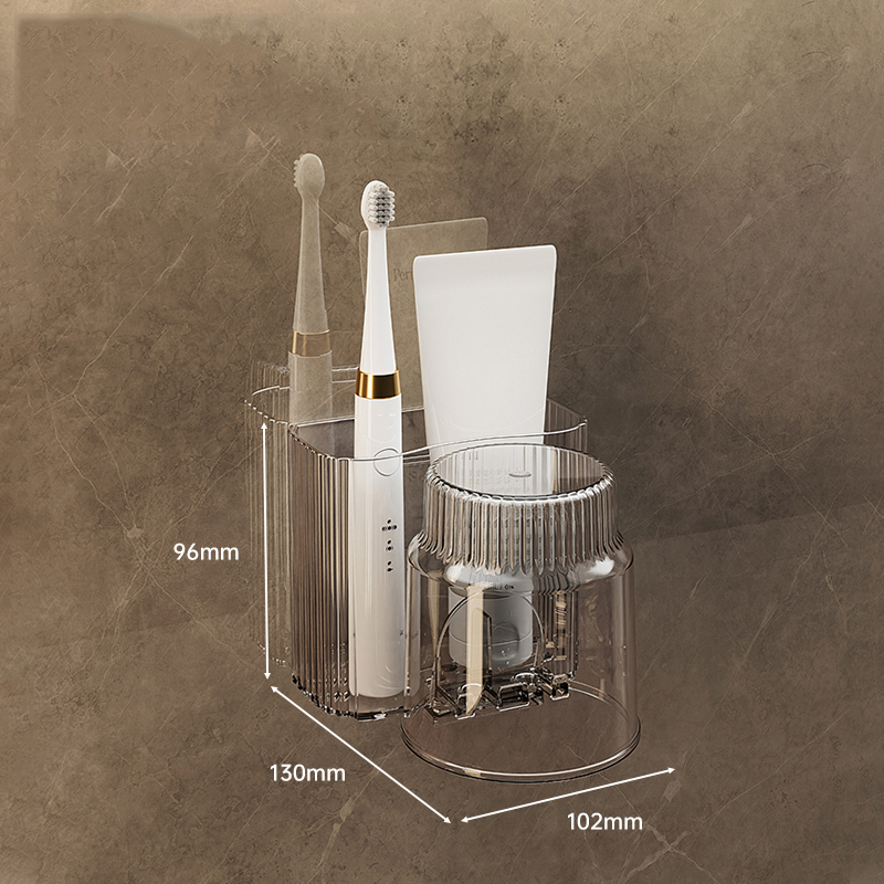 High-End Wall-Mounted Toothbrush Storage Rack With Cup Bathroom ...