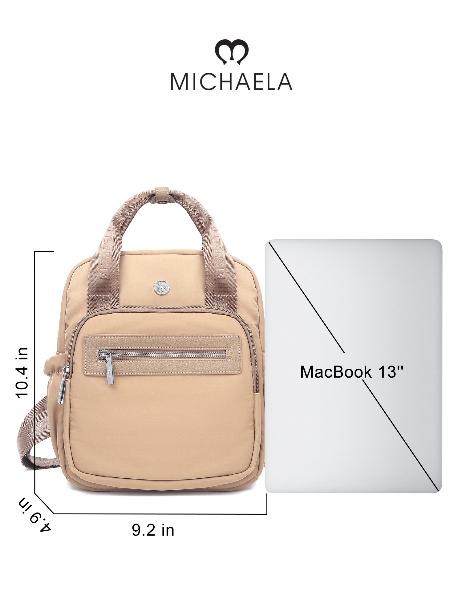 MICHAELA Back Cushioned Backpack Top Handle Dirt Resist Re-Nylon for ...