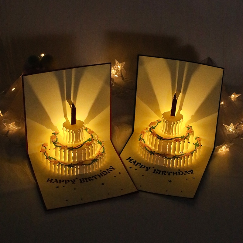 Music Birthday Card Pop Up 3D Musical Light Greeting Card Creative ...
