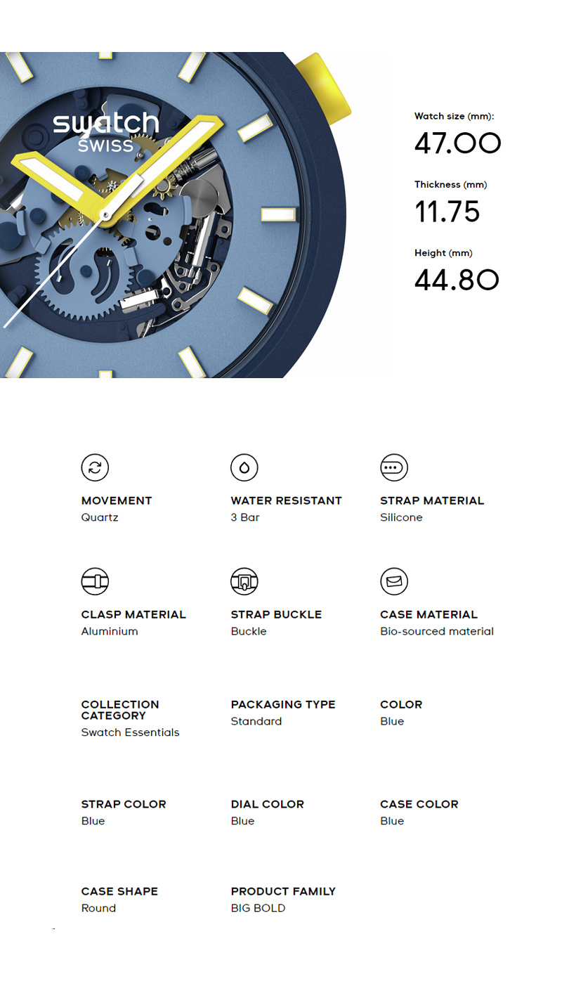 Swatch Big Bold Below The Horizon SB05N117 Blue Silicone