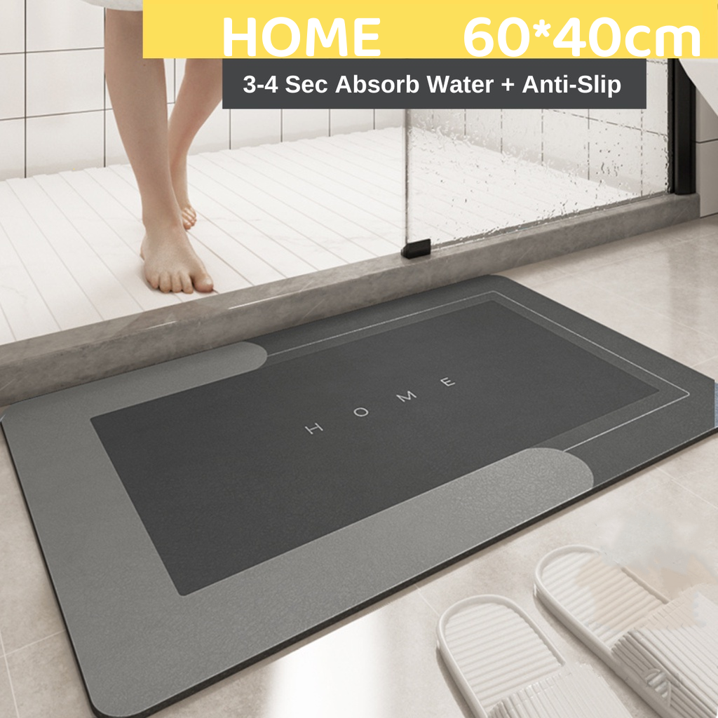quick drying bathroom mat non-slip absorbent mat bathroom mat | Shopee ...
