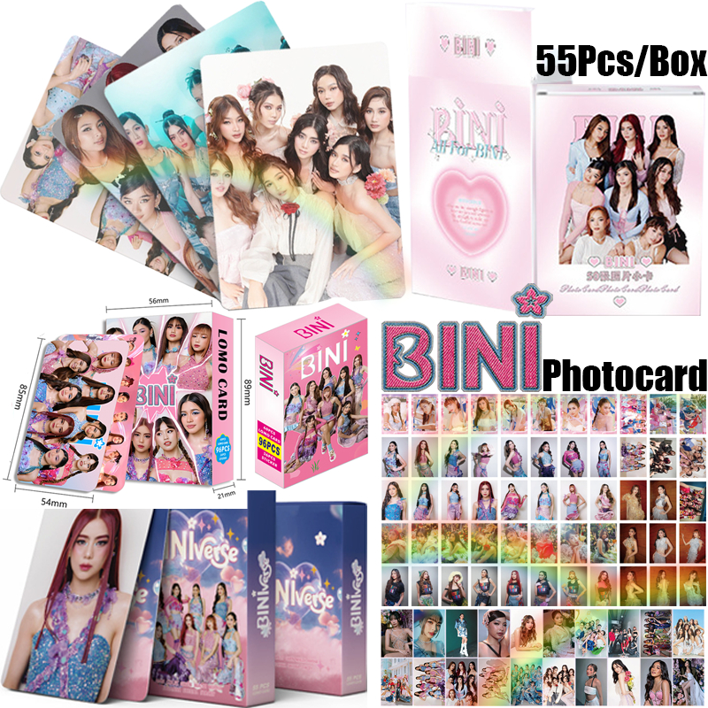 50/55pcs/box Laser Cards BINI CHERRY ON TOP lomo cards Bini Photocards ...