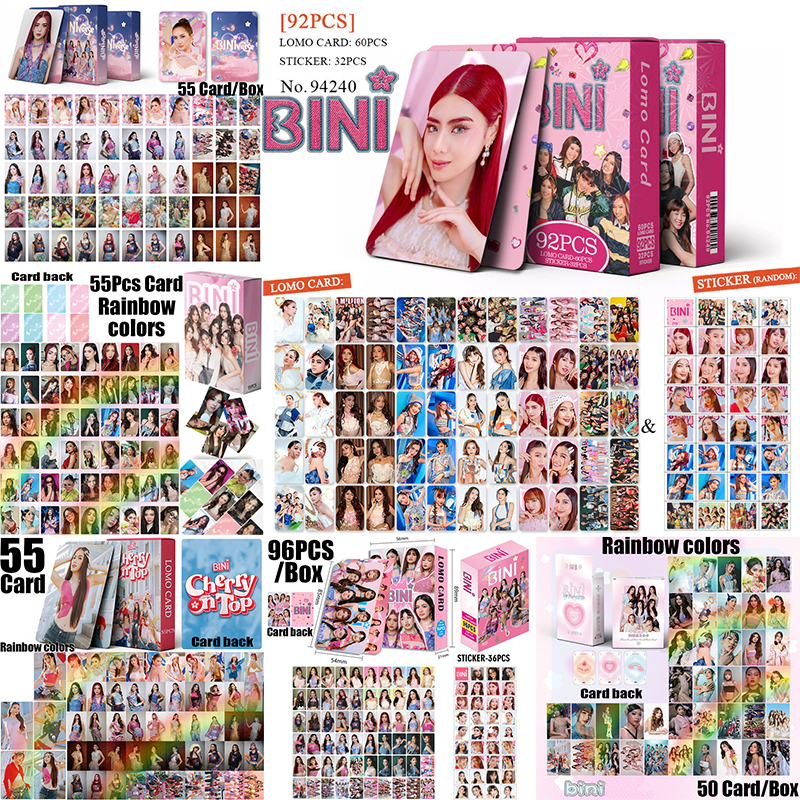 50/55pcs/box Laser Cards BINI CHERRY ON TOP lomo cards Bini Photocards ...