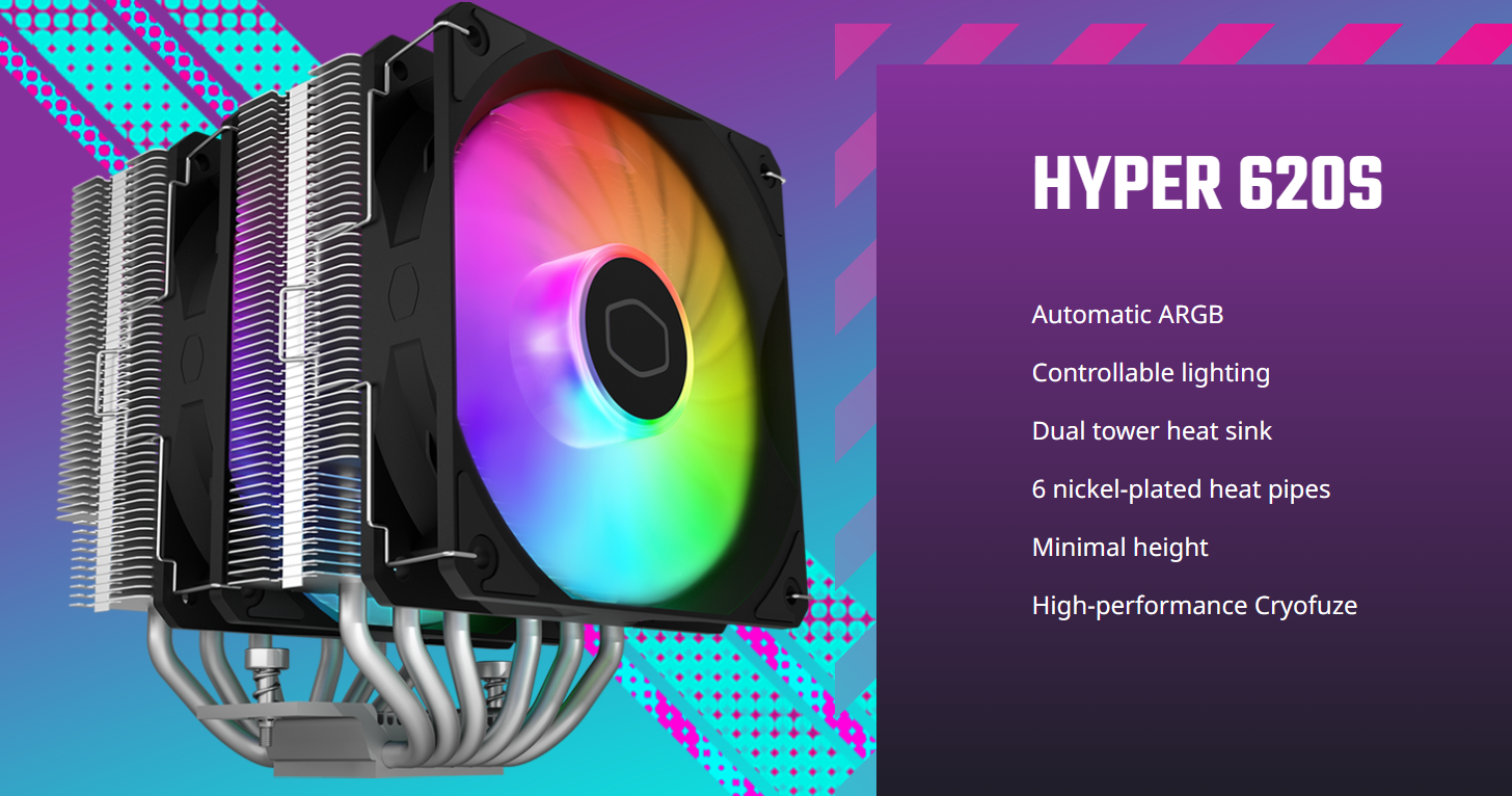 Cooler Master CPU Air Fan Cooler Hyper 620s ARGB Dual Tower Rifle ...