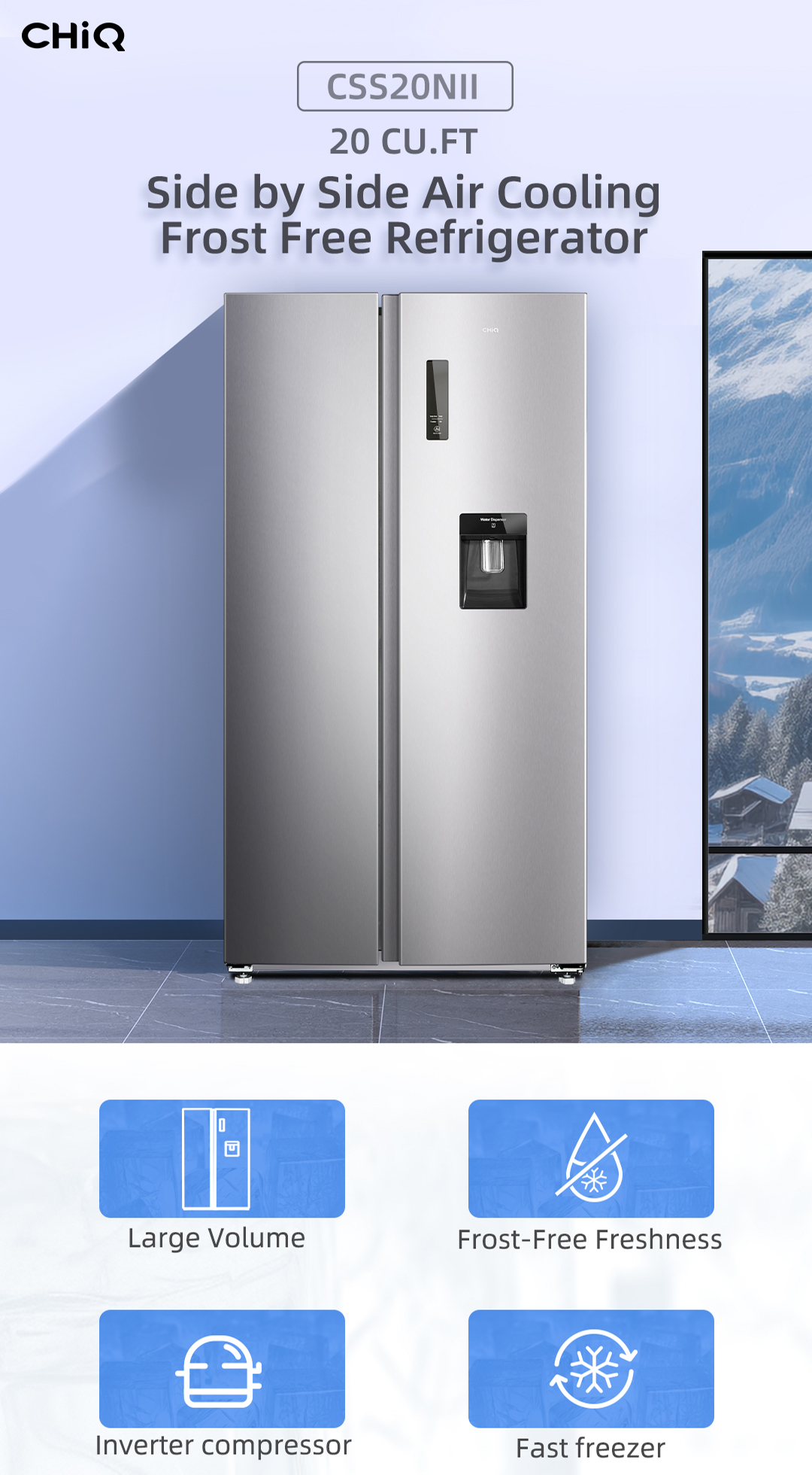 20 cu ft side deals by side refrigerator