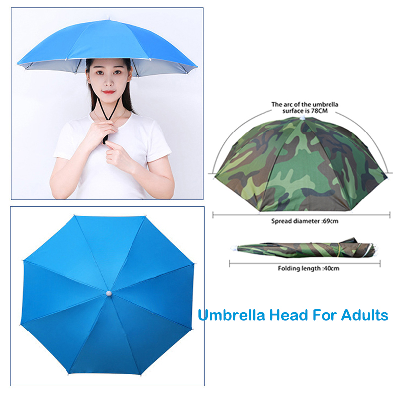 Umbrella Hat With Adjustable Headband – 25.6" Diameter Hands-Free Sun & Rain Cap For Fishing, Beach, Golf, Outdoor Activities - View #8