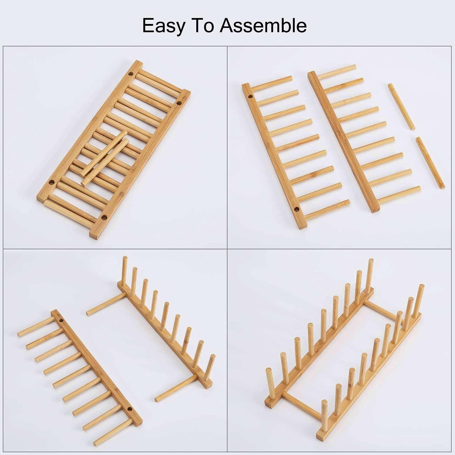Wooden Bamboo Dish Rack Cup Mug Drying Drainer Storage Holder Bowl ...