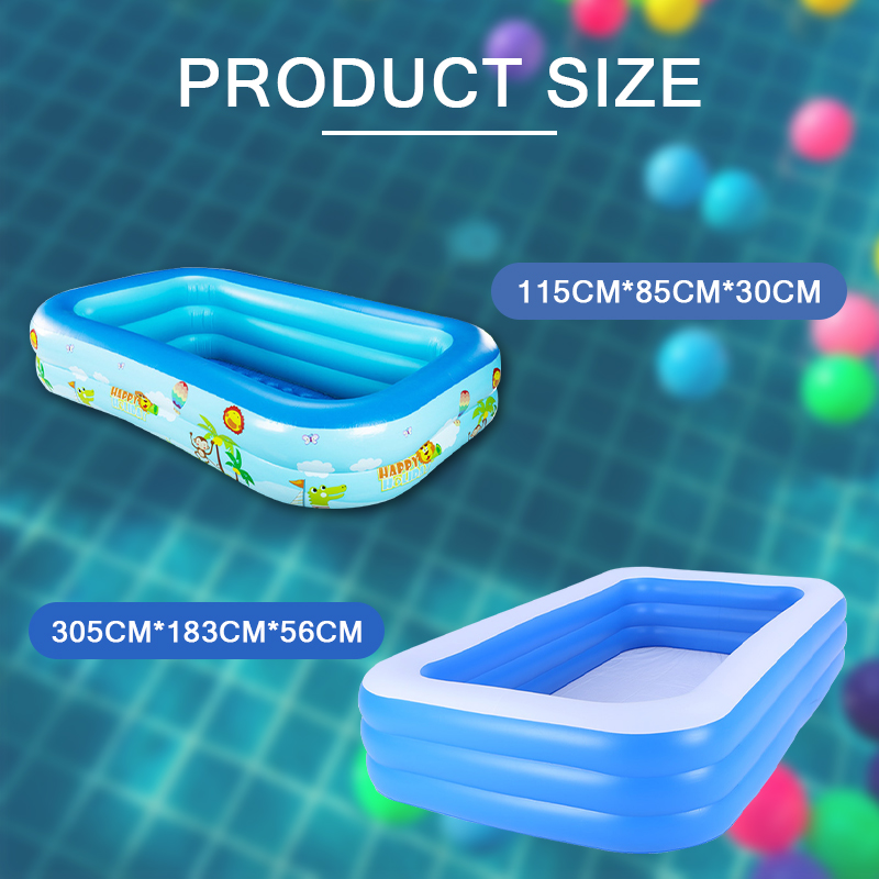 Inflatable Swimming Pool For Kids Rectangular Random Pattern Air Pump ...