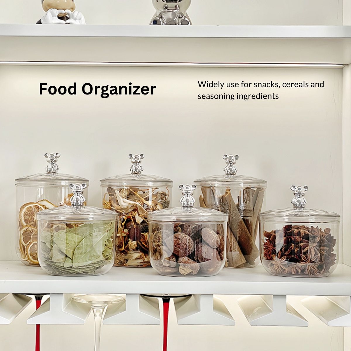 LOCAUPIN Bear Handle Airtight Candy Jar Refill Container Leak Proof ...