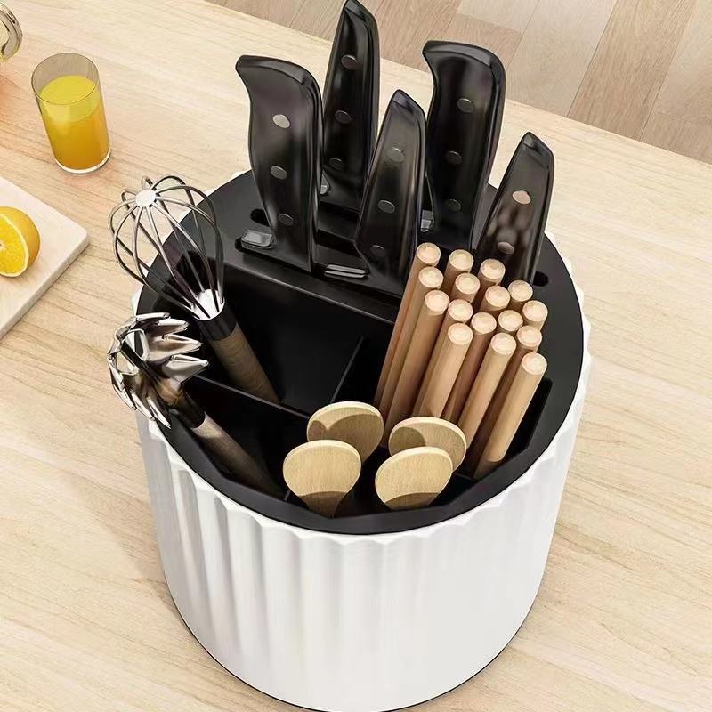 Kitchen Rotating Knives Holder 360 Degree Rotating Chopsticks Cage ...