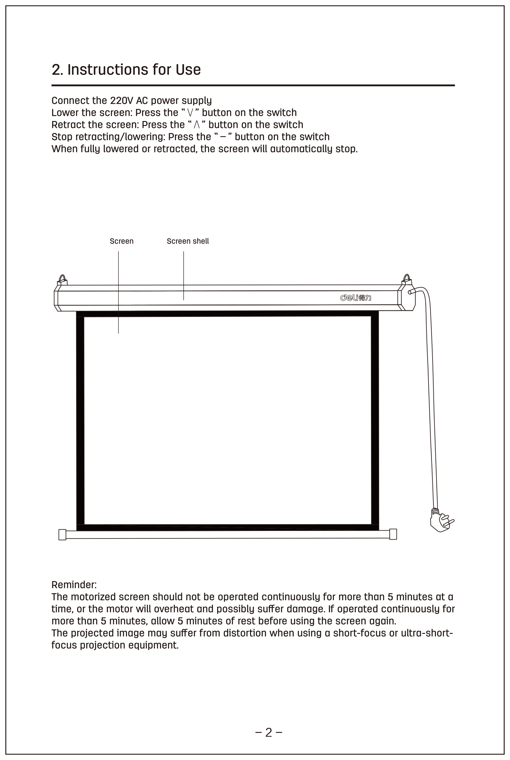 Deli E50443-EU HD Projector Screen Remote Control TV/Movie Projector ...