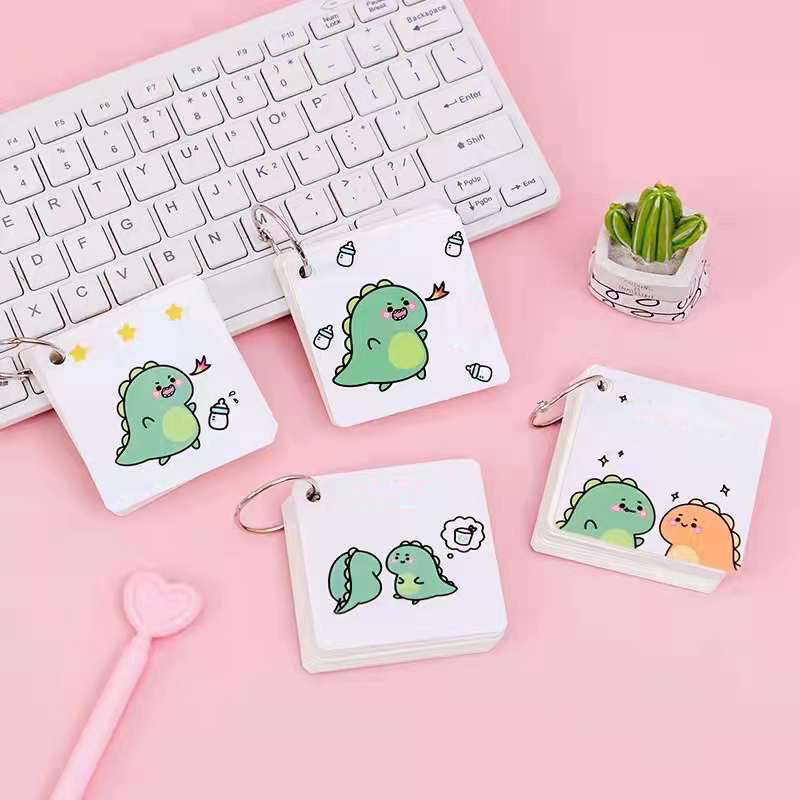 80 Sheets Cartoon Flash Cards Binder Ring Easy Flip Flash Card Study ...