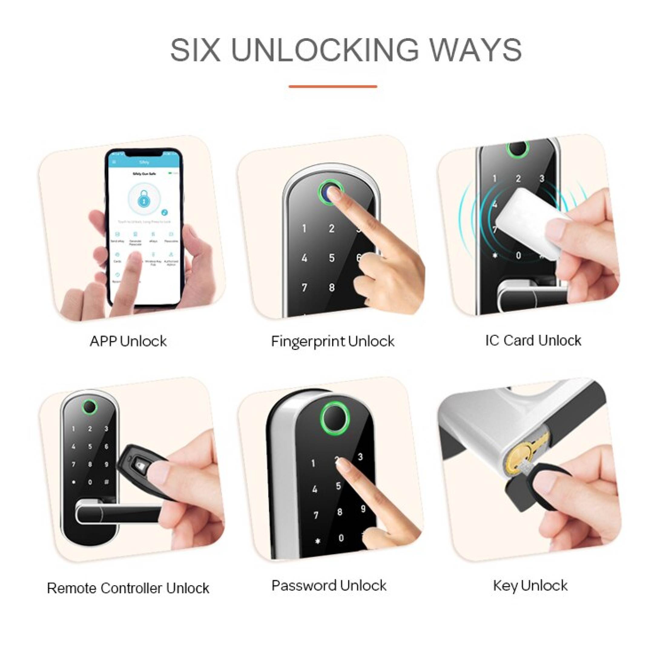 Keyless-Entry Fingerprint Digital Smart Lock Biometric Door Handle ...