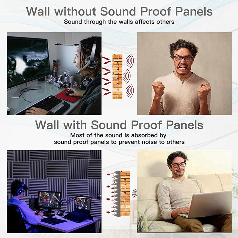 self-adhesive 12Pcs Acoustic Foam Panels 30*30*5cm Soundproofing Foam ...