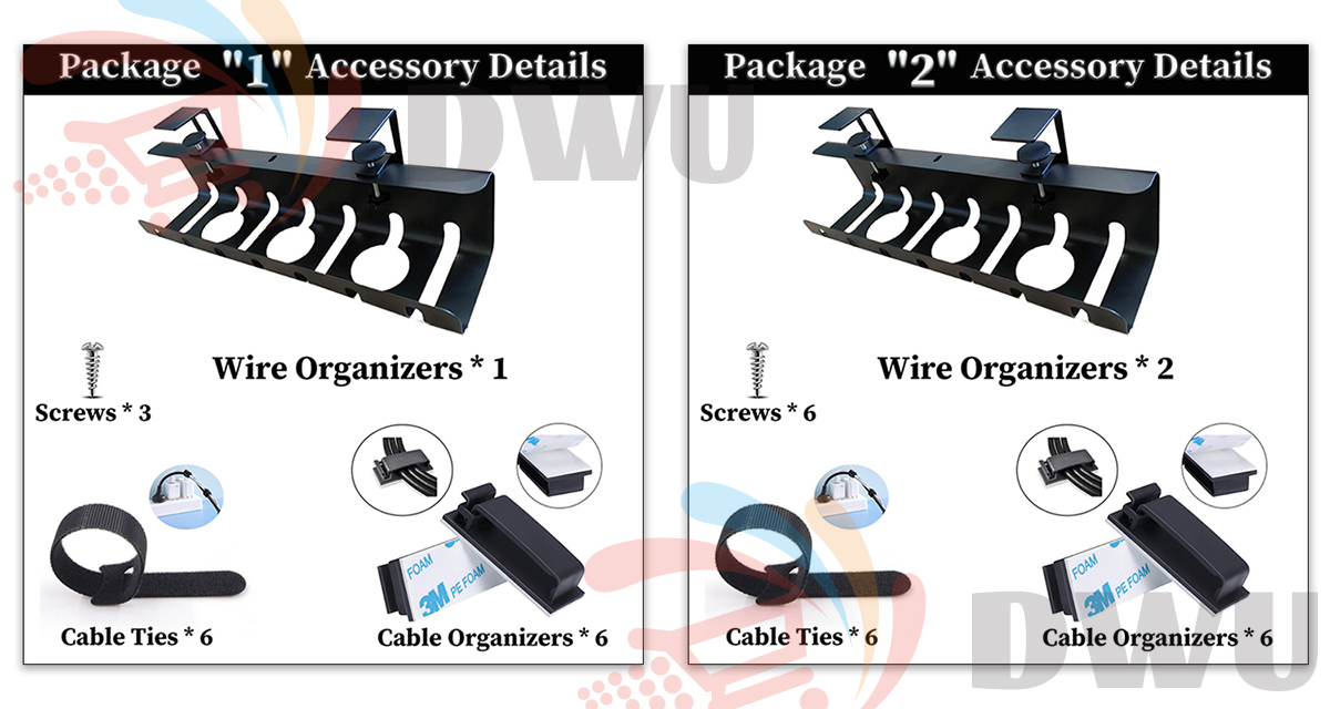 Wire Management Tray/Wire Storage Bracket, Large under-Desk Wire ...
