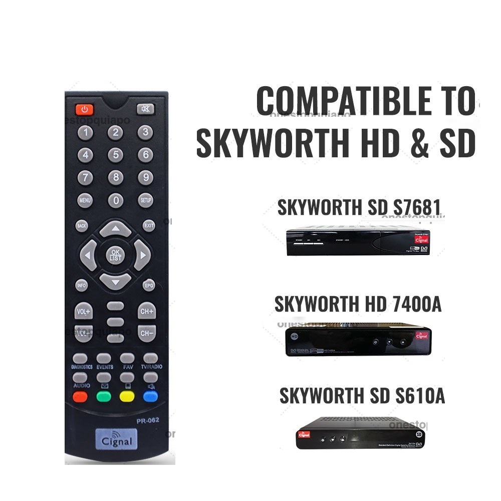 LMJ Cignal Remote Skyworth (HD & SD) Compatible w/ 7400A, S610A & S7681 ...