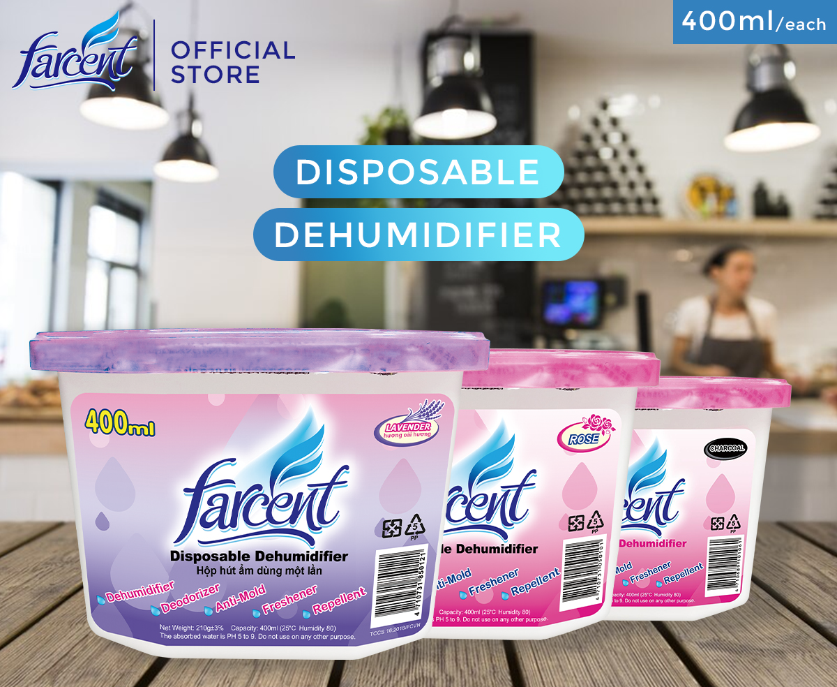 Farcent Disposable Dehumidifier Charcoal Set of 8 (400ml each