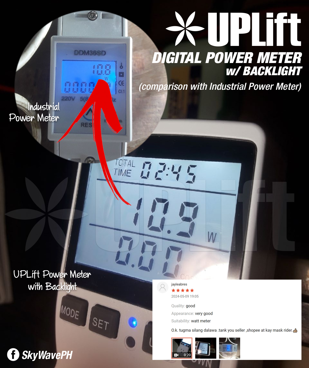 UPLift Digital Power Meter Reader Killawatt Wattmeter KWh Electricity ...