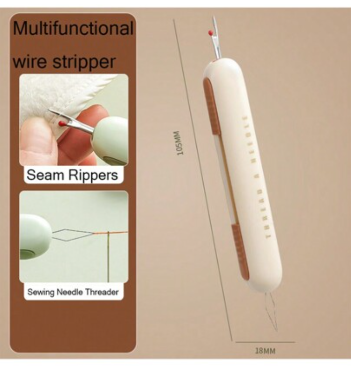2 in 1 Needle Threader Seam Ripper, Upgraded Threading and Seam Remover ...