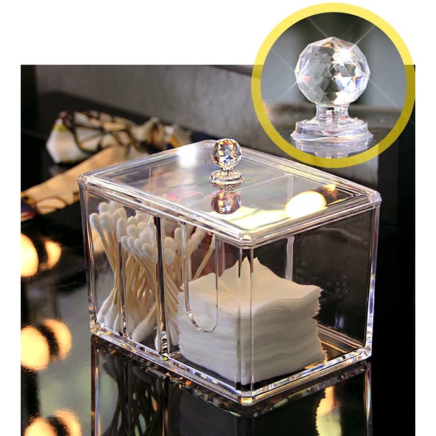 Acrylic Makeup Cotton Buds Qtip Cosmetic Storage Box Makeup Vanity ...