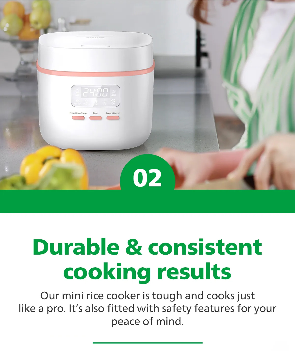 PHILIPS Mini Digital Rice Cooker 0.54L - 3 Cups/6 Bowls For Small ...