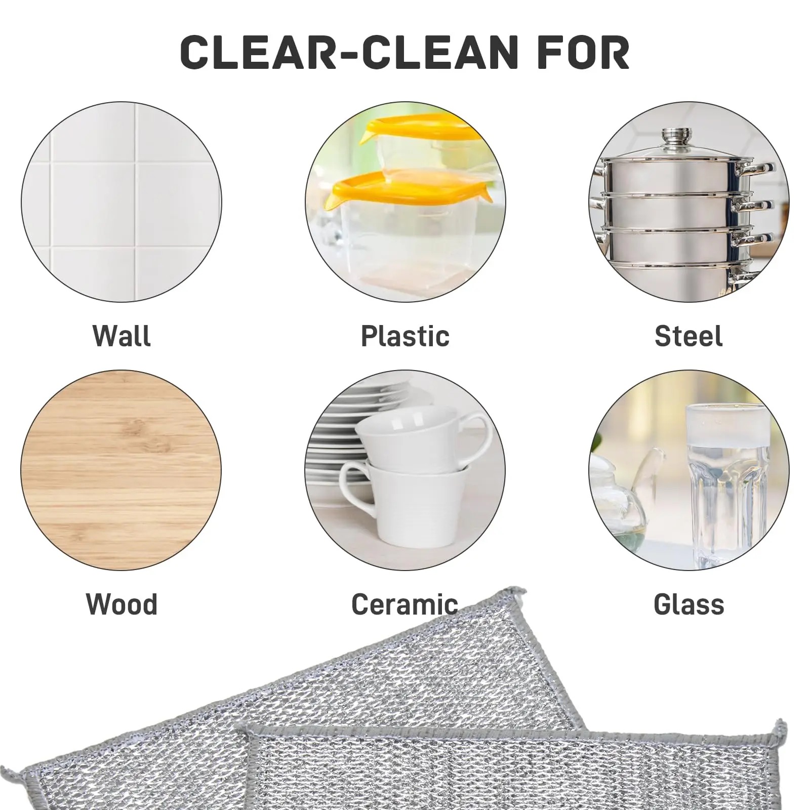 5PCS SET Wire Cleaning Cloth Dishwashing Scrubber Non-Scratch Wire ...