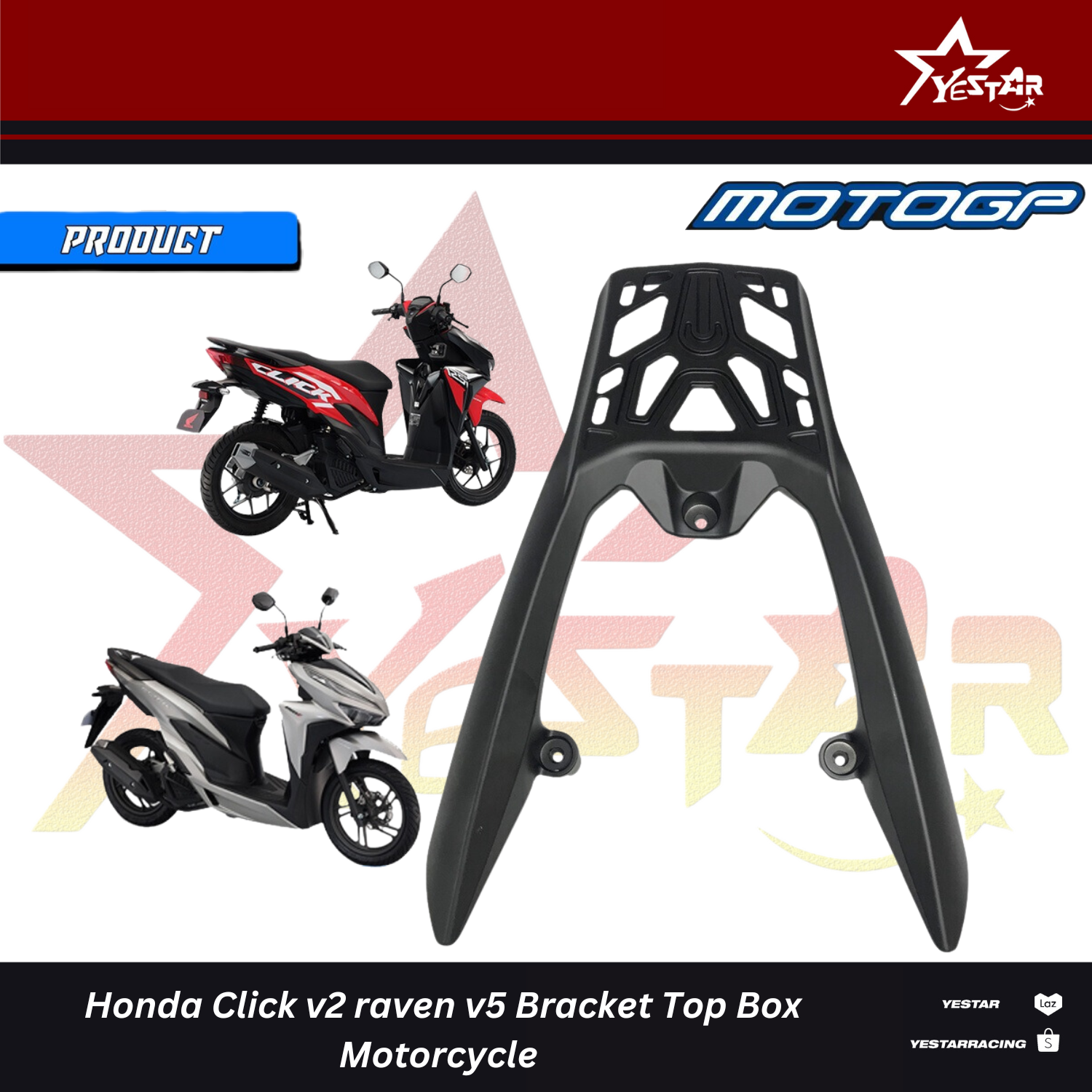 Yestar Honda Click v2 raven v5 Bracket Top Box Moto Box Grab Bar ...
