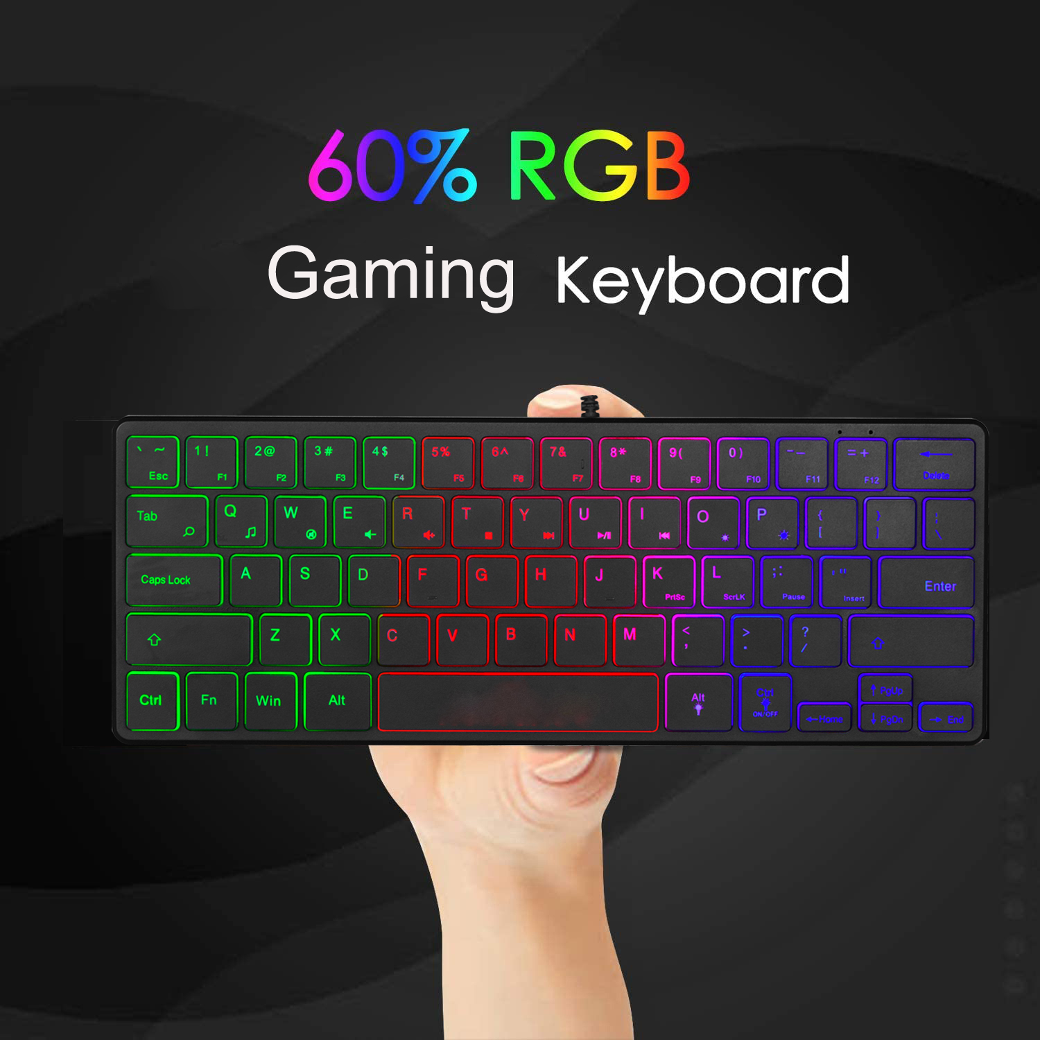 Zeus® Multi Color Keyboard 64 Keys For Gaming Thin Mini Style Office ...