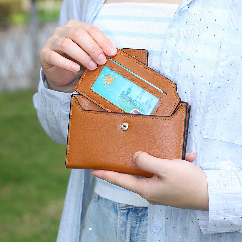Mumu 1086 Korean Simple Leather Woman Wallet Card Holder For Women Coin ...