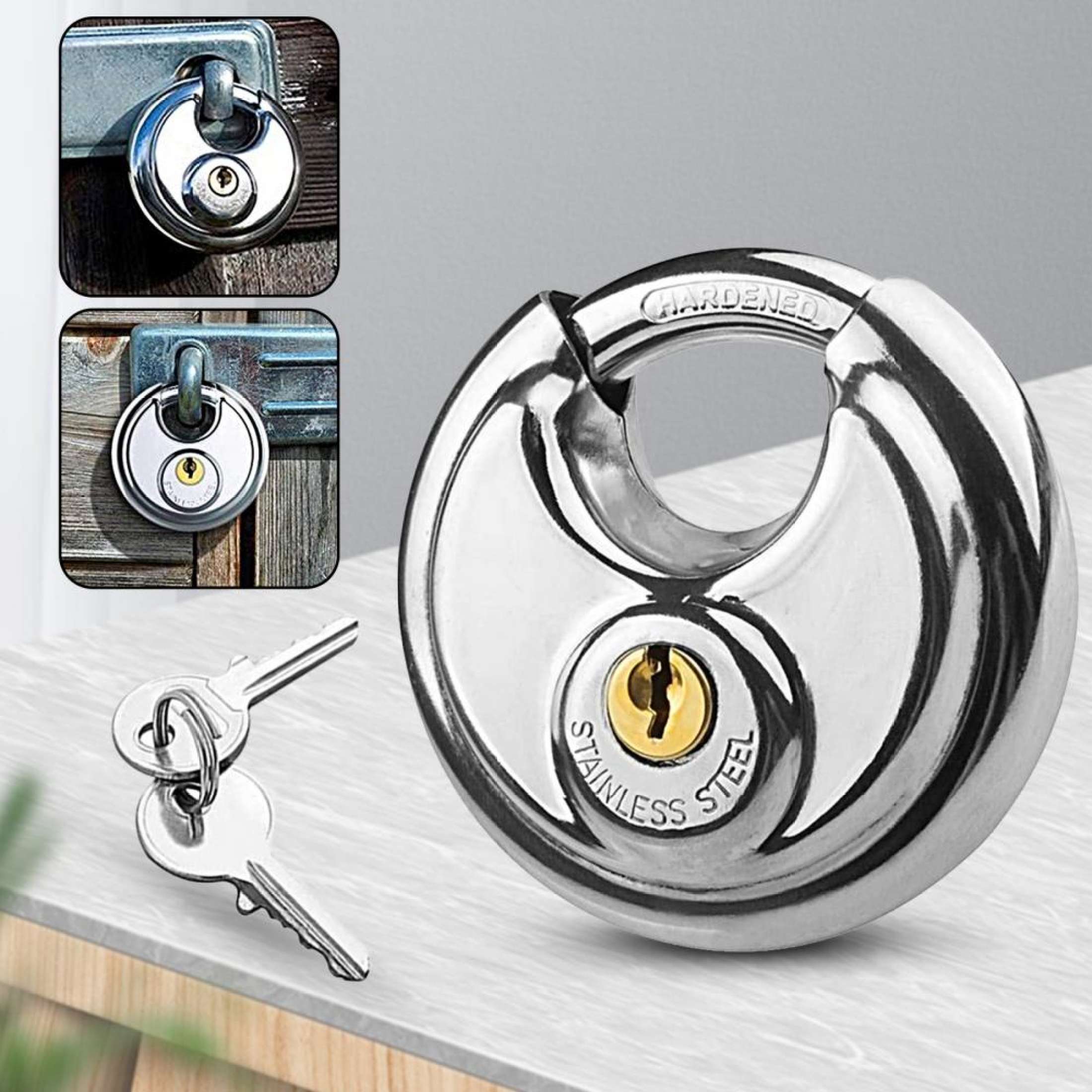 Hoba Disc Padlock with Stainless Steel Anti-Theft Large Round Disc Lock ...