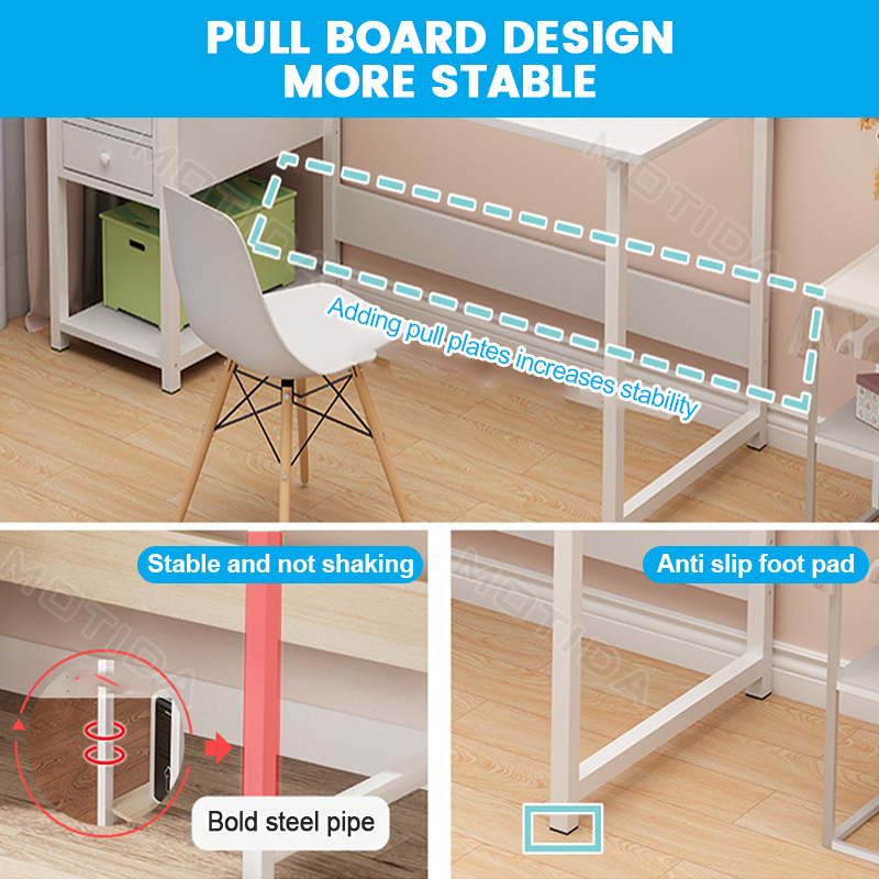 Computer Table with 4 Tier Bookshelf and Cabinets Study Desk With ...