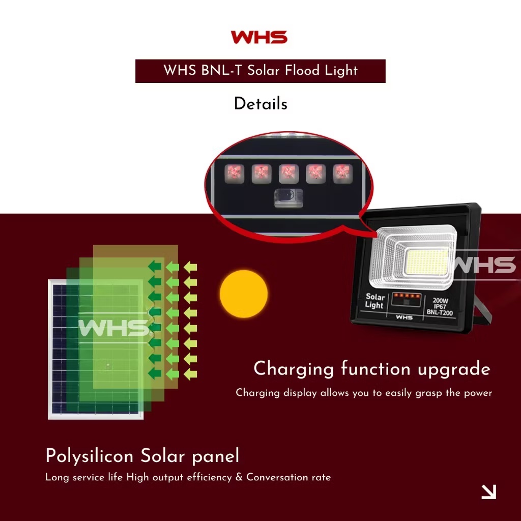 WHS SOLAR LIGHT 50W 100W 200W Outdoor LED Solar Flood Light IP67 With ...