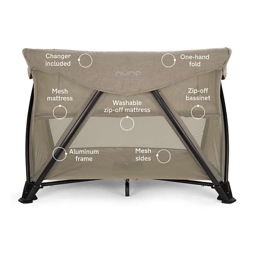Nuna Sena Aire Crib with Zipper Bassinet Travel Crib for Kids