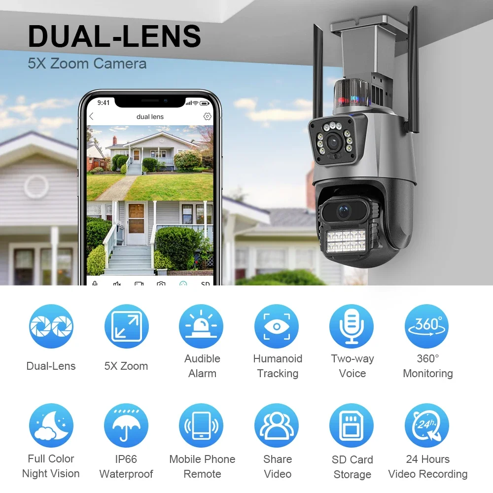 ICSEE CCTV Camera Dual Lens Series Wifi PTZ HD Night Vision In/Outdoor ...