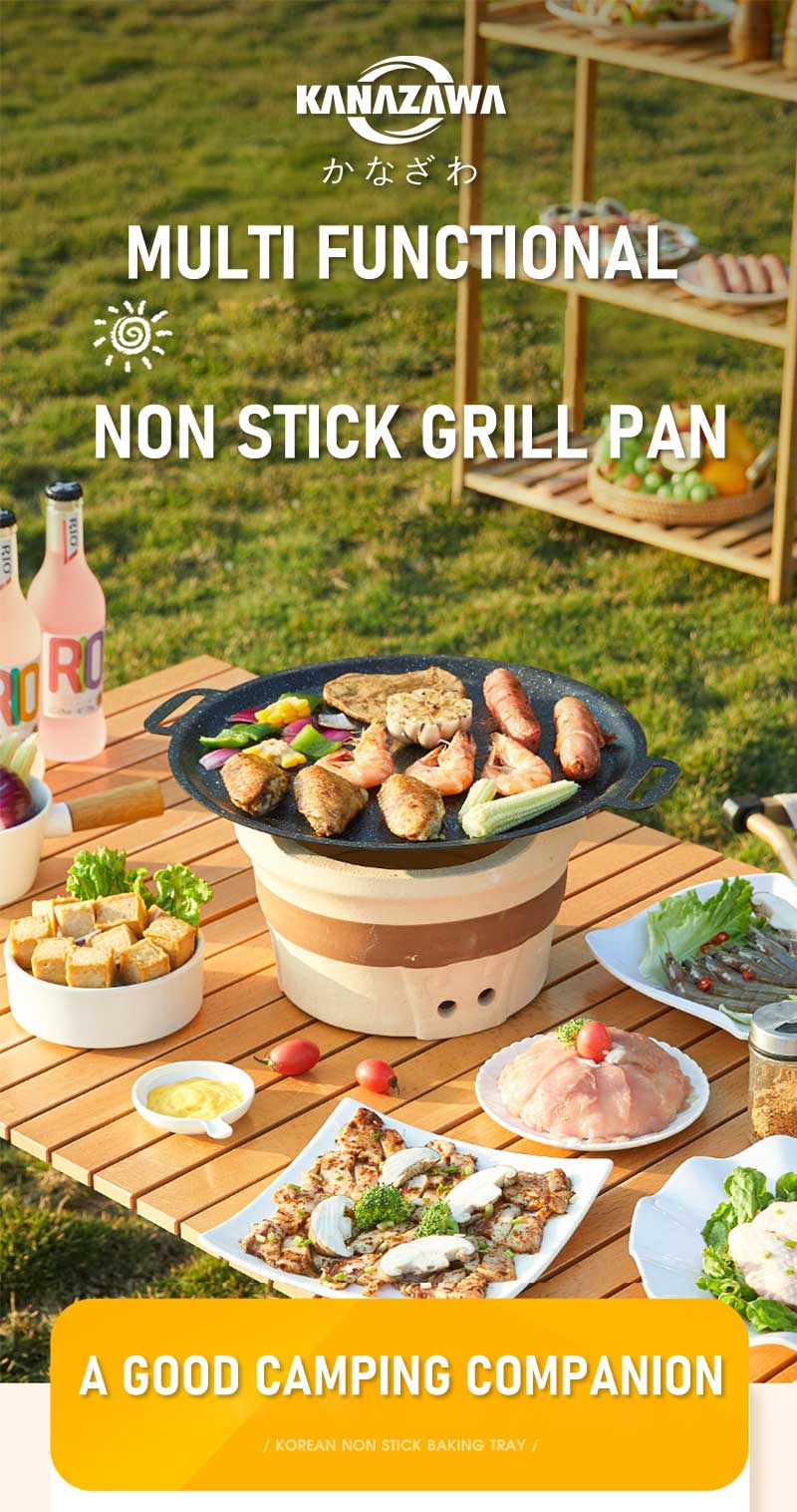 KANAZAWA 32/34CM BBQ Griddle Grill Pan Outdoor Barbecue Pot Suitable ...