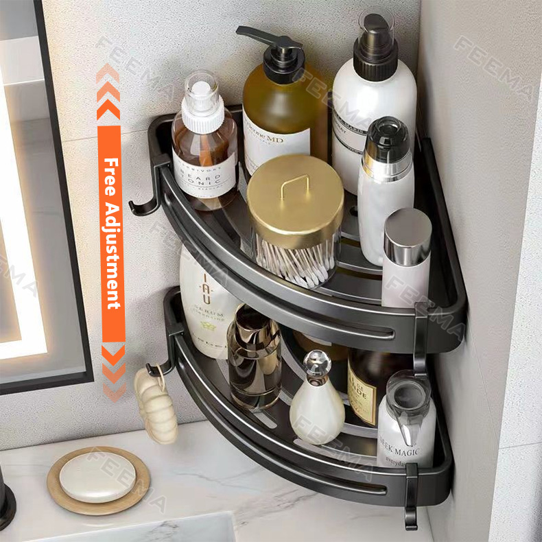 Shower Storage Rack, Bathroom Soap Rack, Black Corner Shelves Wall ...