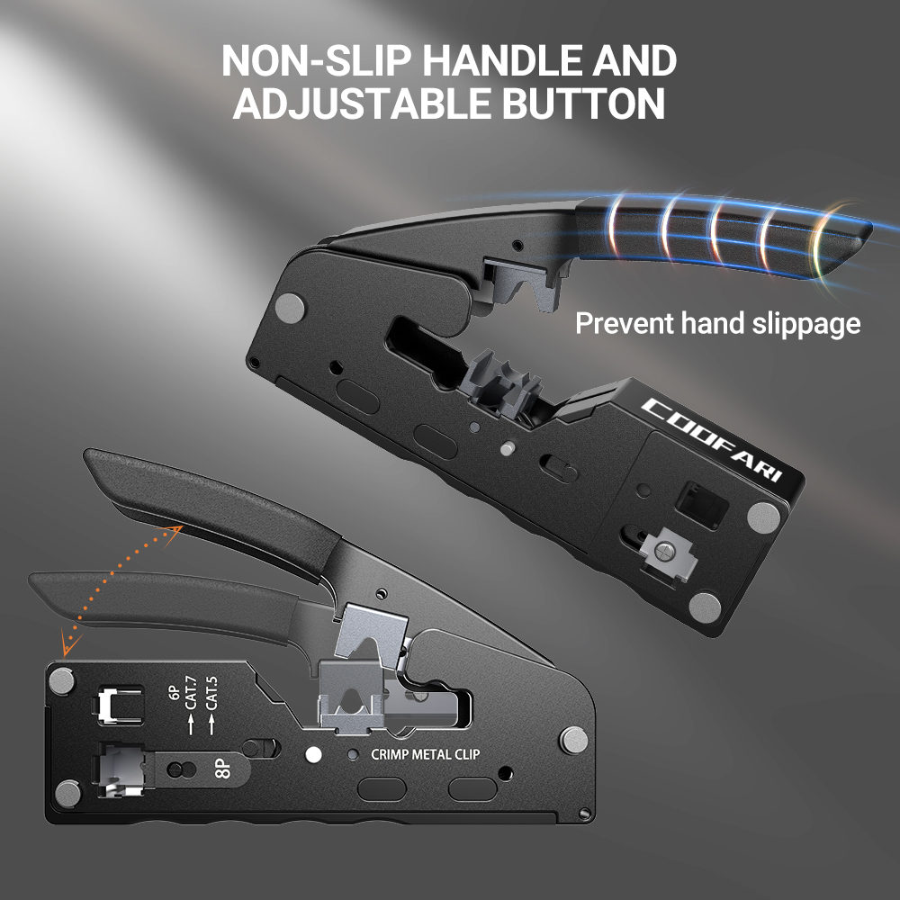 RJ45 Crimp Tool Pass Through Crimper Cutter for Cat6 Cat5 Cat5e 8P8C ...