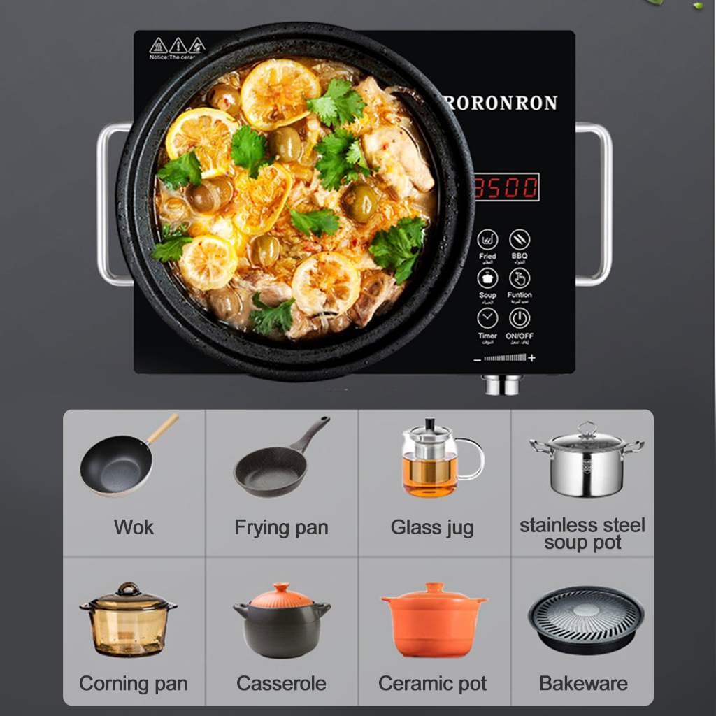 Electric Ceramic Stove Portable Ceramic Glass Plate Led Display 2200w 