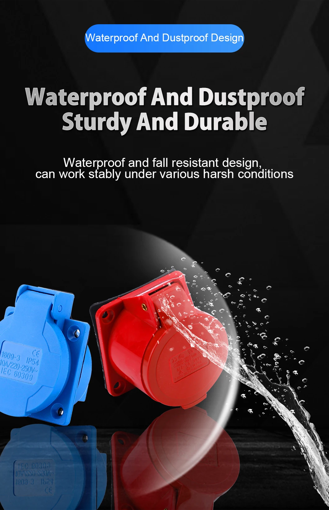 IP44 Industrial Plug Socket Waterproof Connector 4PIN 16A/32A ...