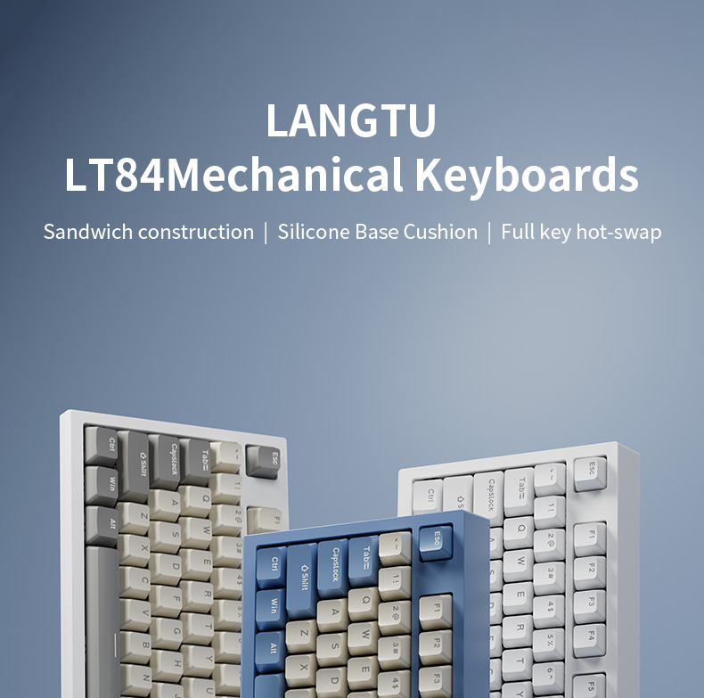LANGTU LT84 Logo Screen 5Pin Hot Swappable White Wired Mechanical ...