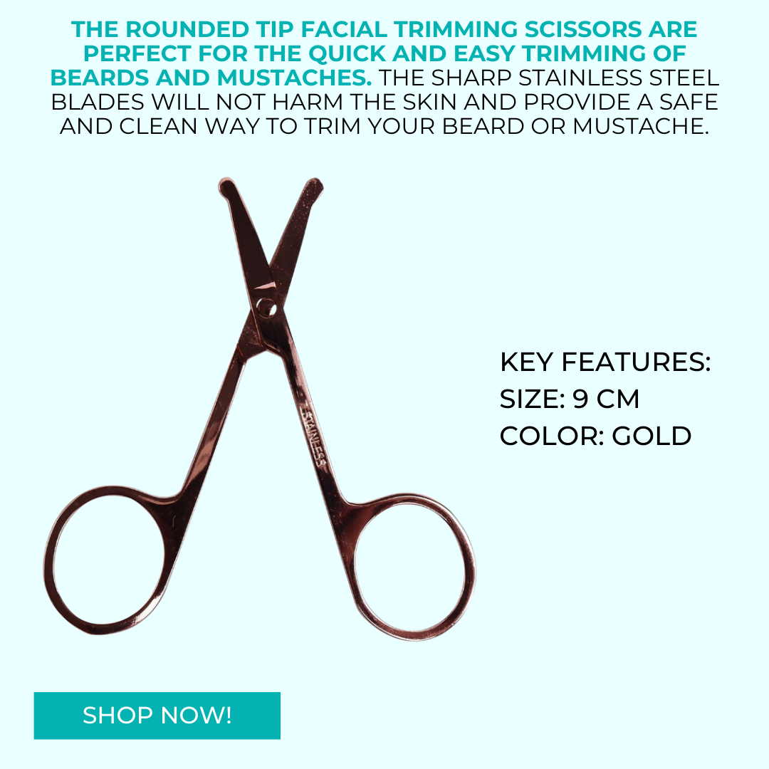 Groovy Rose Gold Finish Rounded Tip Facial Trimming Scissors Beard ...